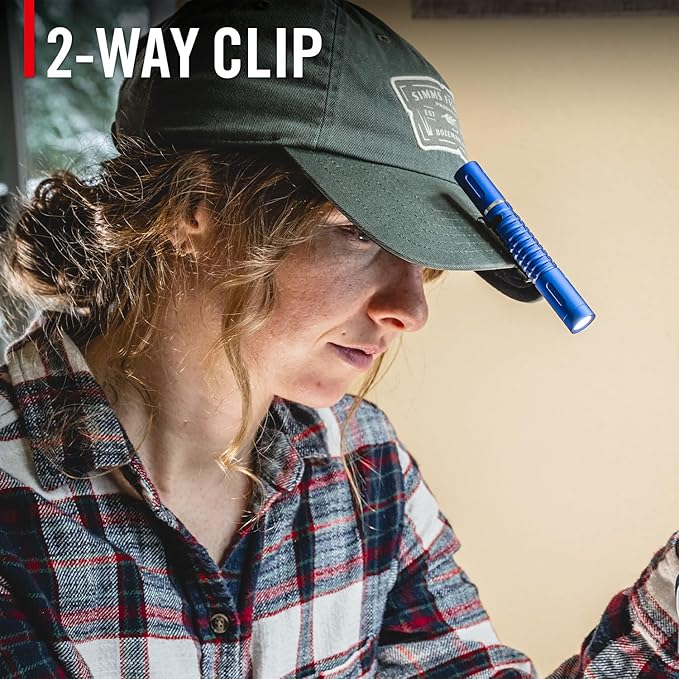 COAST XT10R 280 Lumen USB-C Rechargeable Pocket Flashlight/Penlight with TWIST FOCUS and Two-Way Clip, 3 Bite Caps included, Pocket Size for EDC, Work and Emergencies, BLUE