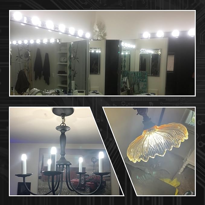 25 Watt Equivalent LED Decorative Candelabra Bulbs Daylight White 6000K 2 Watt 300lm E12 Small Base Idear for Ceiling Fan Chandelier Bathroom Vanity Mirror Light Dryer Drum Bulbs, Non-Dimmable, 4 Pack