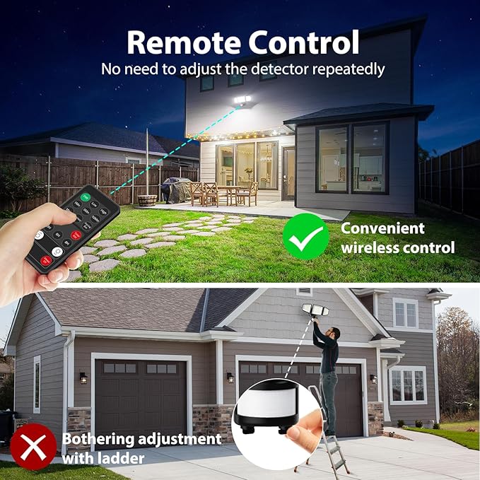 iMaihom 150W Motion Sensor Outdoor Lights, 15000LM LED Security Lights Motion Sensor Light Outdoor, 3 Adjustable Heads LED Flood Light, Group Remote Control, 3 Mode IP65 Exterior Floodlight for Yard