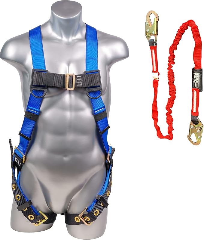 Palmer Safety Full Body Construction Harness with 5 Point Adjustment, 1D-Ring, Tongue Buckle