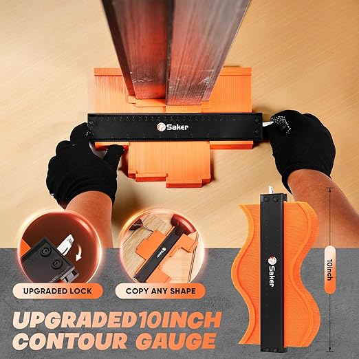 Saker Laminate Flooring Tools, 107-Piece Wood Flooring Installation Kit with 100 Flooring Spacers,Tapping Block with Handle, Pull Bar,10”Contour Gauge,Rubber Mallet,Tape Measure,Protective Knee Pads