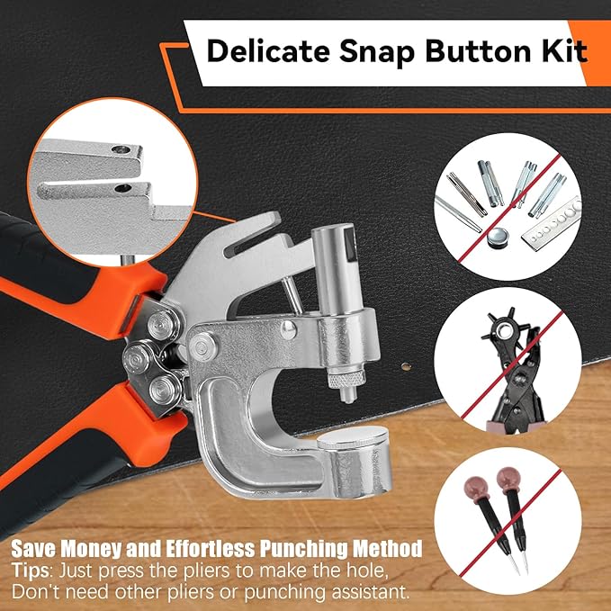Sopnom Leather Snap and Fastener Kit - Press Pliers With 15mm Metal Buttons, 40 Sets in 4 Colors for Fabric, Clothes, Jackets, Purse, Belts, Bags