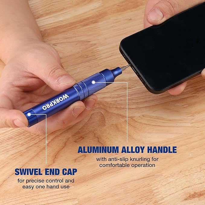 WORKPRO 24 in 1 Multi Bit Mini Screwdriver Set Magnetic, Manual Pen Screwdrivers, Tough S2 Steel Small Screwdriver Bits for Eyeglass, Watch, Laptop, Phone, Jewelry and Electronic, Blue