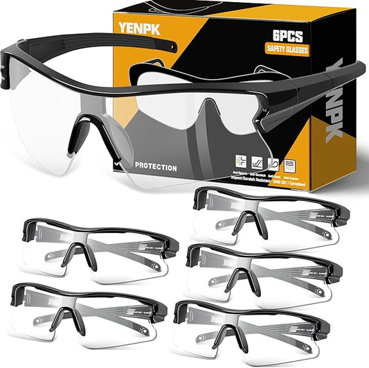 Safety Glasses Goggles for Men, Anti Scratch ANSI z87+ Compliant UV Protection Protective Eyewear Rubber Non-slip Leg