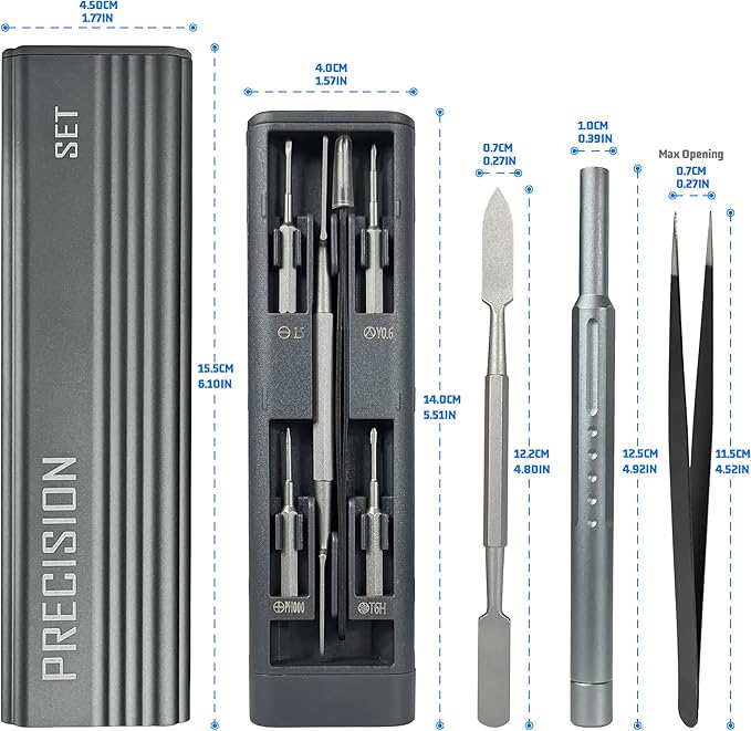 49 in 1 Electronics Precision Screwdriver Set, Professional Magnetic Repair Tool Kit with Stainless Steel Handle and 20 Bits for Computer, PC, iPhone, Laptop, Watch, Xbox, PS5, Ring Doorbell