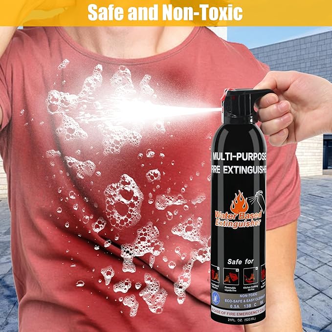 Fire Extinguisher for Home, 4 Pack Vehicle Fire Extinguishers with Mount, Portable Fire Extinguisher Effective on A, B, C, K Fires, Water-Based Extinguisher for Car Boat Office Truck Kitchen Garage RV