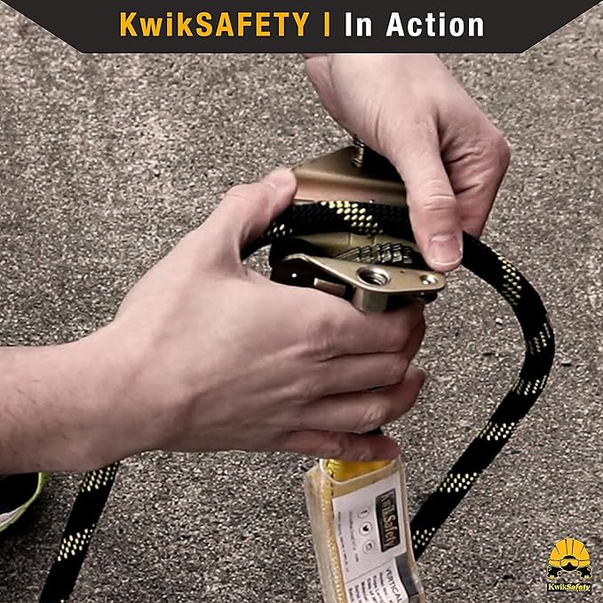KwikSafety - Charlotte, NC - TSUNAMI [Premium BRAIDED ROPE] Vertical Lifeline ANSI OSHA Rope Grab Snap Hook Shock Absorber Fall Protection Line Kit Restraint System Roofing Safety Equipment / 150 FT.