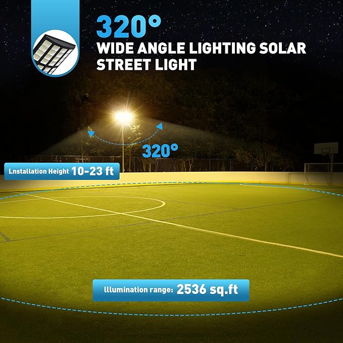 8000W Solar Street Lights Outdoor - Wide Angle Solar Lights Outdoor Motion Sensor, Parking Lot Light Dusk to Dawn,7000K LED Street Light for Commercial,Yard(2 Pack)