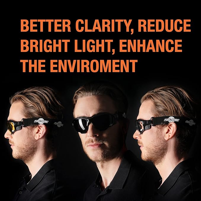 ToolFreak Spoggles Safety Glasses, Clear, Smoke and Yellow Tinted Polycarbonate Lens Mega Bundle Offer, Foam Padded, ANSI z87 Rated with Impact and UV Rating