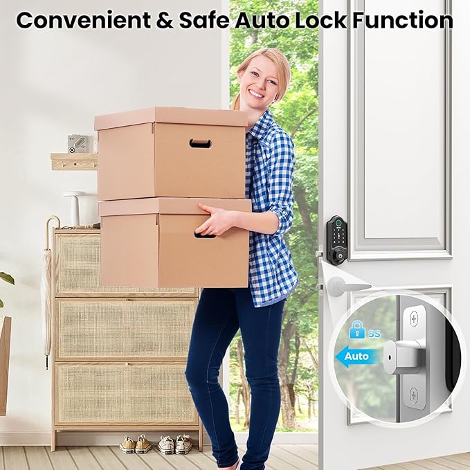DEVO G8 Fingerprint Smart Lock, Keyless Entry Door Lock with Doorbell, Built-in Wi-Fi Deadbolt, Smart Door Lock for Front, APP Remote, Auto-Locks,Easy Install, IP54 Waterproof