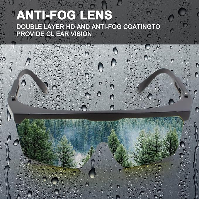 Safety Glasses For Men and Women, Anti Fog Work Glasses for Adjustable Frames and Side Protection