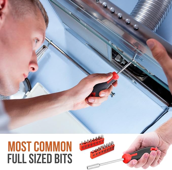 Hi-Spec 42pc Red Household DIY Small Tool Kit. Toolbox Set of Starter Basic Tools Kit for Home & Office