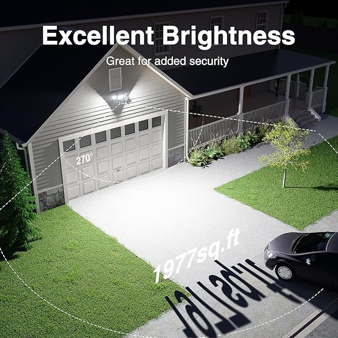Onforu 100W LED Motion Sensor Outdoor Lights Plug in, Dusk to Dawn Flood Security Lighting Outside, Motion-Activated Detector Exterior Photocell Light Fixture, 9000LM 6500K IP65 Waterproof (Black)