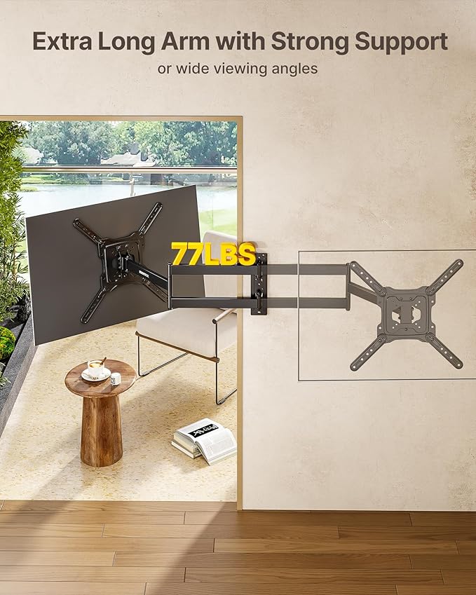 monTEK Long Arm TV Wall Mount for Most 23-65 Inch TVs, 29 Inch Long Extension TV Mount Swivel and Tilt, Full Motion Wall Mount Tv Bracket Fit Max VESA 400 x 400mm, Up to 77 lbs