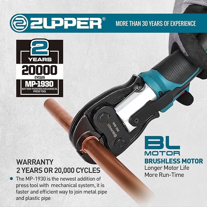 Mini Pro Press Tool kit with 2 Copper Pro Press Jaws 1/2", 3/4", Brushless Motor, 2pcs Battery, Fast Charger & Carrying Case