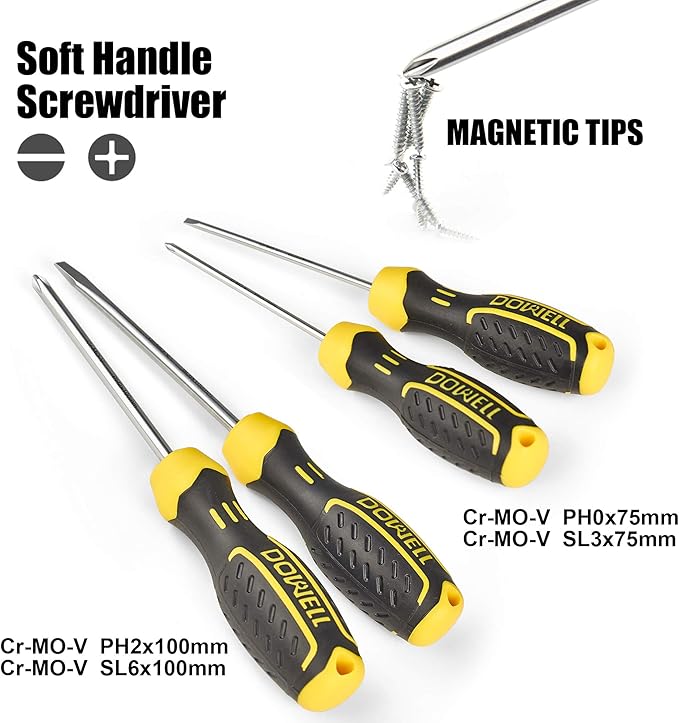 DOWELL Tool Set Tool Kit 62PCS Homeowner Tool Set Wrench Pliers Screwdriver Set Repair Tool Kit