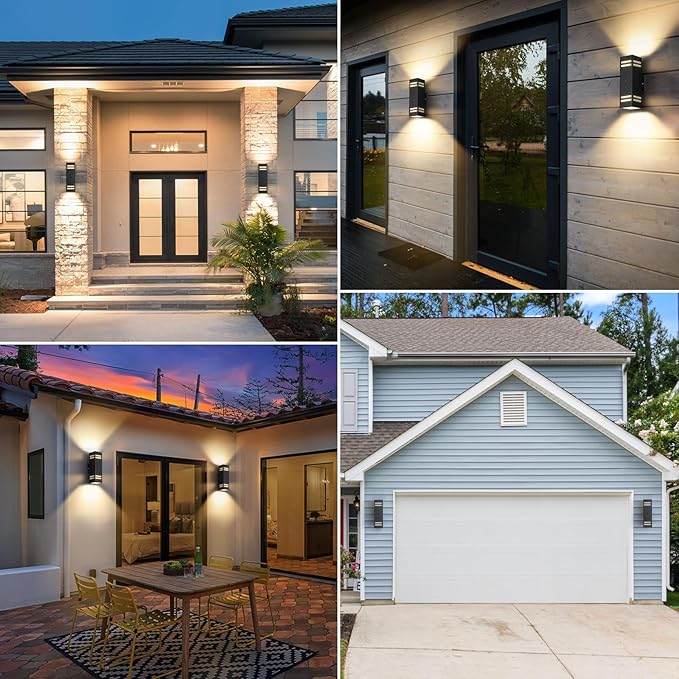 SHIMR Motion Sensor Outdoor Wall Lights, Dusk to Dawn Outdoor Lights ETL Listed, Aluminum Sconce Exterior Lighting Fixtures Up and Down Outside Lights for House, LED Bulbs Included, 2 Pack