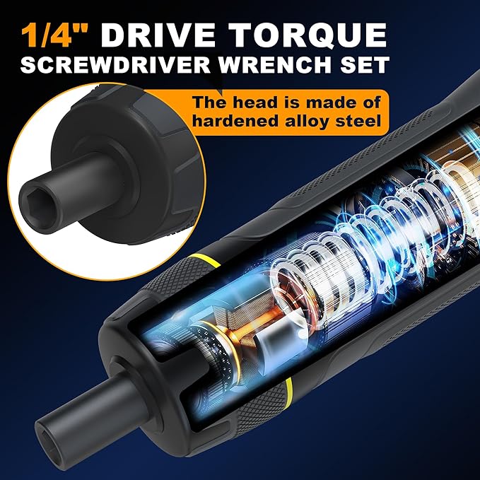 31 Piece Torque Screwdriver Wrench Driver Set 1/4" 10-80 Inch Pounds lbs with 30pcs S2 Bits for Maintenance, Tools, Bike Repairing and Mounting