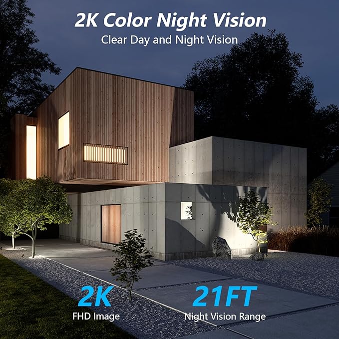 wansview Security Cameras Wireless Outdoor-2K Dual Lens Home Security Cameras, 360° View, Solar Panel Battery Powered, Color Night Vision, PIR Sensor, IP65 Waterproof, Work with Alexa, B7 2P White
