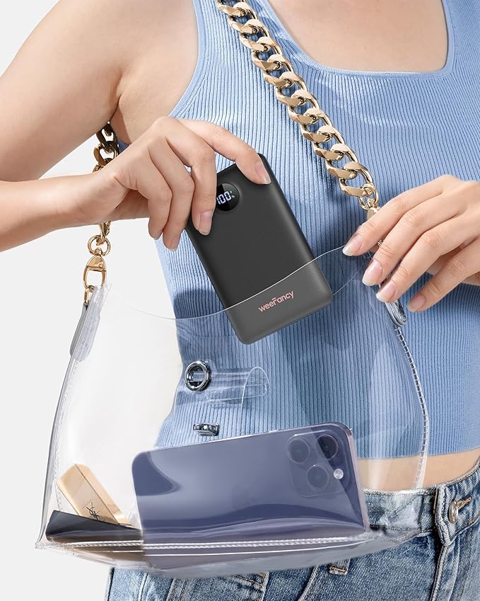 Mini Portable Charger with Built-in Cables 22.5W Fast Charging Power Bank USB-C Small Battery Pack 10000mAh Travel Essential Slim Battery for iPhone 16/15/14, Samsung 25/24, and More