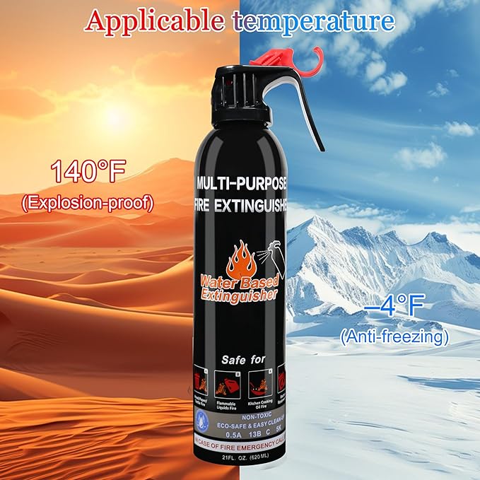 Fire Extinguisher for Home, 4 Pack Vehicle Fire Extinguishers with Mount, Portable Fire Extinguisher Effective on A, B, C, K Fires, Water-Based Extinguisher for Car Boat Office Truck Kitchen Garage RV