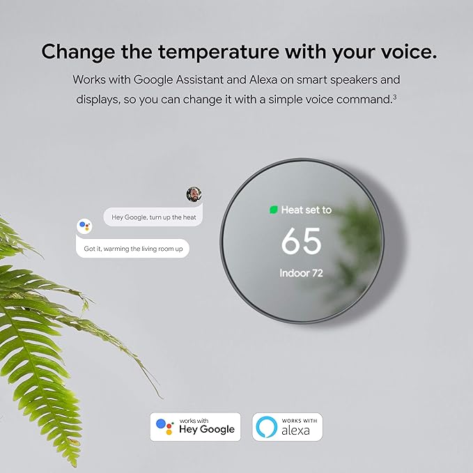Google Nest Thermostat - Smart Thermostat for Home - Programmable Wifi Thermostat - Fog