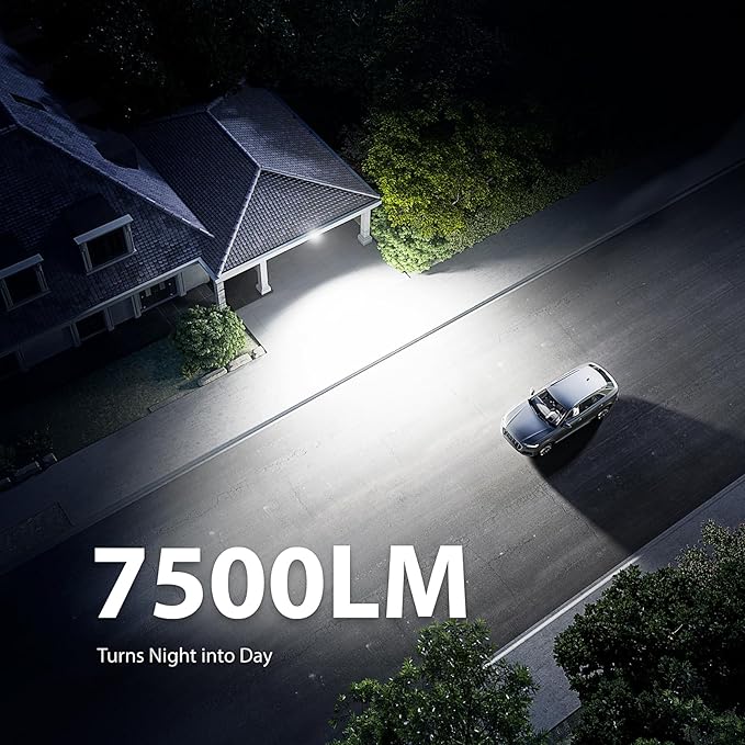 Onforu 75W LED Motion Sensor Outdoor Lights, Dusk to Dawn Flood Light Outdoor Motion Sensor, Hardwired Security Light Floodlights Outside 7500LM 6500K Daylight IP65 Waterproof (Gray)