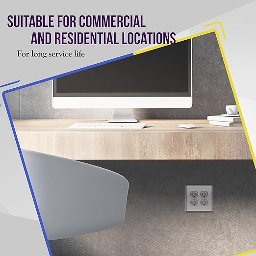 ENERLITES Elite Series Duplex Receptacle, Tamper Resistant Electrical Wall Outlet, Residential Grade, Self-Grounding, 3-Wire, 2-Pole, 15A 125V, UL Listed, 61580-TR-SV-10PCS, Silver, 10 Pack