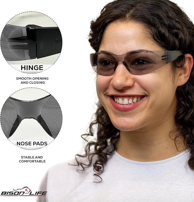 BISON LIFE Keystone Color Lens Safety Glasses | Anti Scratch | Impact Resistance | ANSI Z87.1 Standard | UV 400 Protection