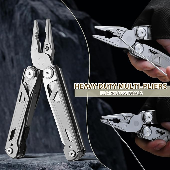 17-In-1 Multitool, Gifts for Men Dad Him Multi Tool Pliers, EDC Multi-Tool Kits, Stocking Stuffers Pocket Knife Gadgets for Camping Hiking Surviving Fishing Hunting
