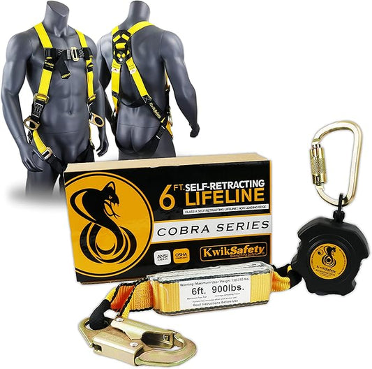 KwikSafety - 6' Cobra Web Self-Retracting Lifeline [Combo] Class 1 Retractable Safety Lanyard SRL ANSI OSHA Fall Gear
