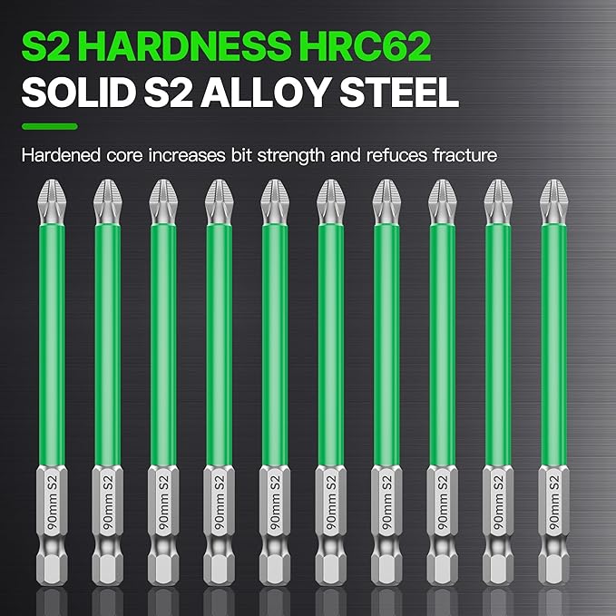 HUHAO 5Pcs High Magnetic Screwdriver Bit Set,S2 Alloy Steel Anti-Slip Drill Bit,1/4 Inch Hex Shank,Phillips Impact Screwdriver Bits Sets Waterproof Impact Batch Head for Electric Hand Tool,150mm