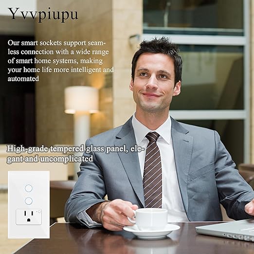 Smart WiFi Light Switch, No Hub Required, Compatible with Alexa and Google Assistant, Single Pole, White (White), ky-861+2