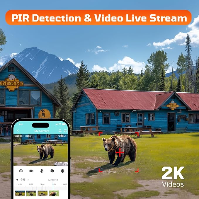 4G LTE Cellular Security Camera 180°Automatic Intrusion Detection and 360°Panoramic View Home and Outdoor Security Camera with Solar Panel, 2K Video with no-Glow Illumination at Night