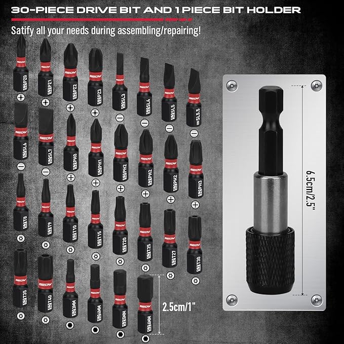 64-Piece 1/4" Drive Impact Socket Wrench Driver-Bits Set, Cr-V Metric&SAE Deep and Shallow Socket Set, S2 Power Bits with Quick-Release Ratchet Handle, Universal Joint, Bit Holder, Power Drill Adapter