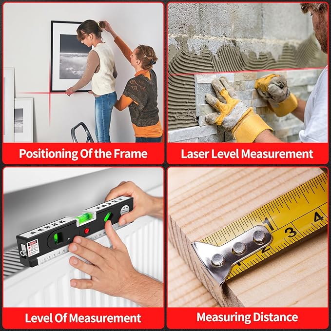 4-in-1 Laser Level with 3 LED Light,Multifunctional Torpedo Level 100Ft Alignment Point & 30Ft Leveling Line,3 Laser Modes Magnetic with Tripod Laser Tool for Hanging Picture Home Renovation