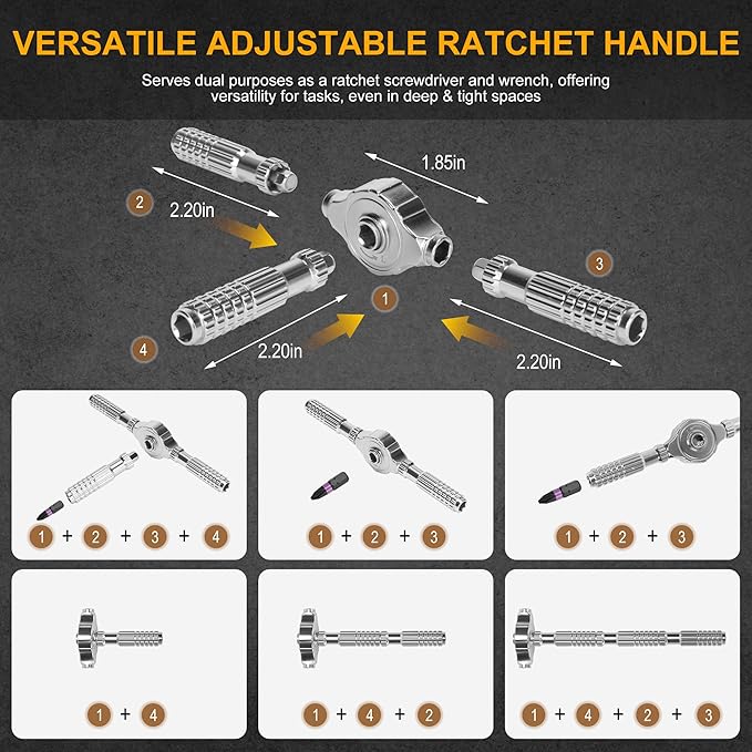 40 in 1 Magnetic Ratchet Screwdriver Set, Multi Bit Magnetic Ratcheting Screwdriver Set with Detachable Ratchet Handle, Repair Tool Kit for Computer Bicycle Furniture DIY