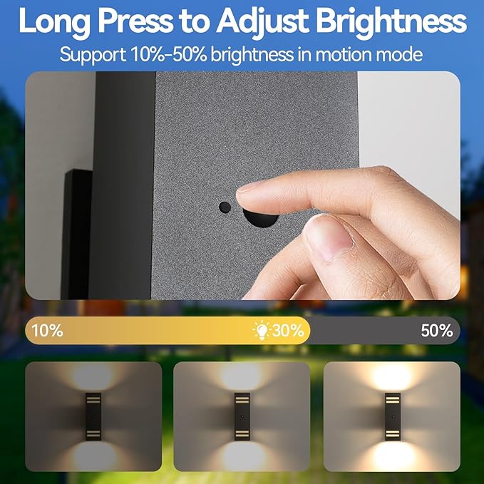 SHIMR Motion Sensor Outdoor Wall Light, Dusk to Dawn Outdoor Lighting with LED Bulbs Included, Waterproof Anti-Rust Aluminum 3 Lighting Modes Exterior Light Fixture for House Porch Garage, ETL Listed