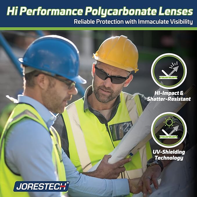 JORESTECH Safety Eyewear, ANSI Z87+ Impact Resistant Polycarbonated Eye Protection Safety Glasses, pack of 12