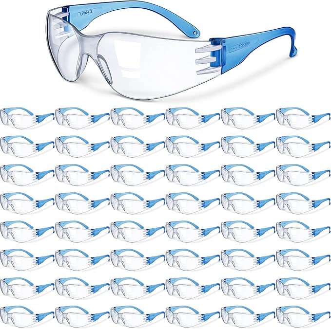 Weewooday 48 Pcs Safety Glasses One Size Safety Eyewear Eye Protection Goggles with Clear Protective Lens for Work Lab