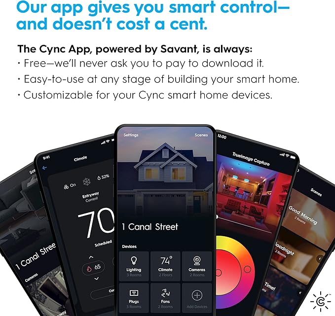 GE CYNC Smart LED Light Bulbs, A19 Medium Base, Soft White, 60W Equivalent, Bluetooth and WiFi Light Bulbs, Works with Alexa and Google Home, Dimmable, 4 Pack