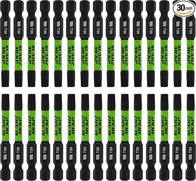 SUNHZMCKP Impact Torx Bits Set T30, 30 Pack Security Screwdriver Bit Set, S2 Alloy Steel Tamper Resistant Star Bits with 1/4” Hex-Shank, CNC Machined Tips Power Bits with Storage Box