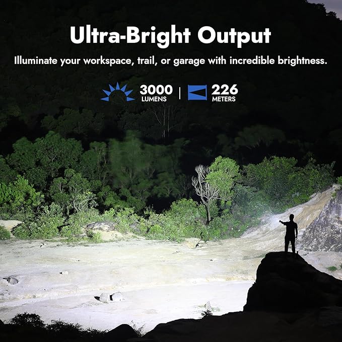 WUBEN L3 Tactical Rechargeable Flashlights, 3000 High Lumen LED Tail Switch Flash Light 4800mAh Dual-Way USB C Charging 7 Light Mode, IP68 Pocket Flashlight for Home, Emergency, Outdoor, Camping