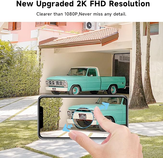 Security Cameras Wireless Outdoor -2K Home Security Camera Battery Powered, Outdoor Security Cameras with 3MP Color Night Vision/Spotlight/IP65 Waterproof/PIR Detection/2-Way Talk/Cloud/SD-up to 256G