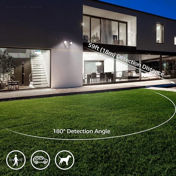 LEONLITE 3CCT LED Security Light, Motion Sensor Flood Lights Outdoor, Aluminum, 3 Modes Motion Detector+Dusk to Dawn+Switch Control, 3000K/4000K/5000K Selectable, IP65, Adjustable 2-Head, ETL, White