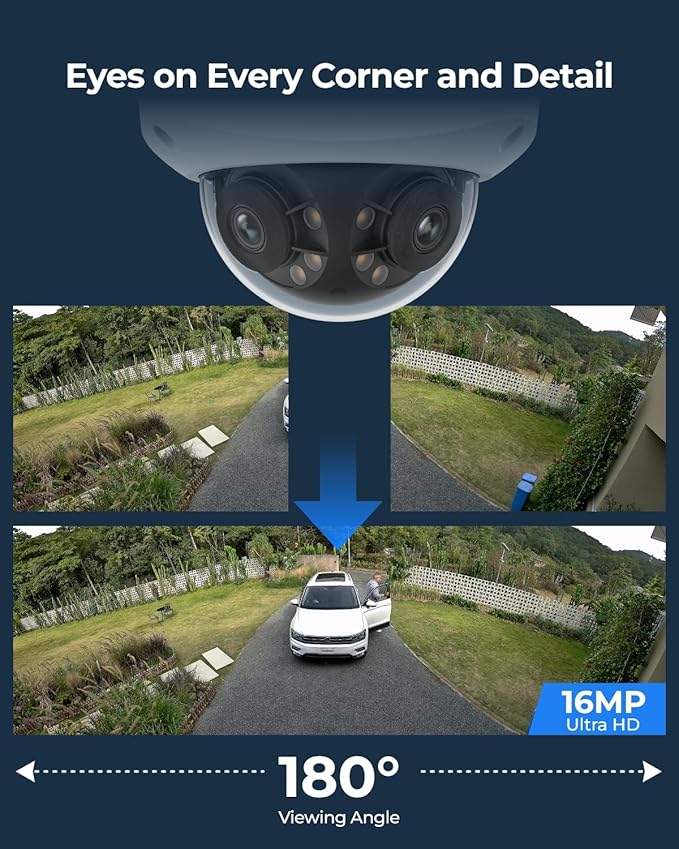 REOLINK Duo 3V PoE, 16MP UHD Dual-Lens PoE Security Camera with 180° Panoramic, Motion Track, Color Night Vision, Smart Detection, 2 Way Talk, IK10 Vandal-Proof, IP67 Weatherproof, No PT Supported