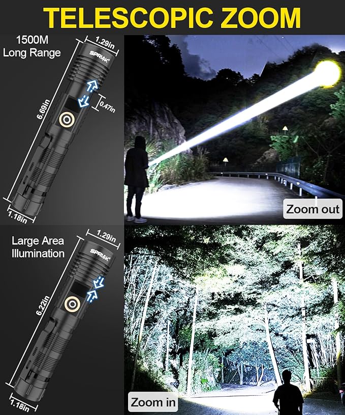Rechargeable Flashlight High Lumens 3Packs-Super Bright Magnetic Flash Light with Power Digital Display, Long Range,Dimmable,Waterproof,Pocket Handheld Tactical LED Flashlights for Emergency