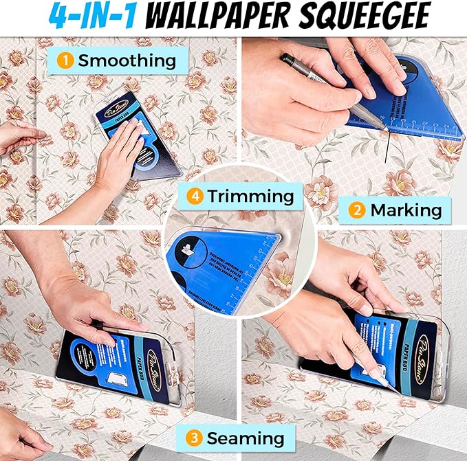 15pcs Wallpaper Tools Kit, Flat & Corner Seam Roller, Multiuse Smoothing Squeegee, Wallpaper Adhesive Paste Glue Brush, Wall Paper Kit for Peel and Stick Contact Paper Vinyl Window Film