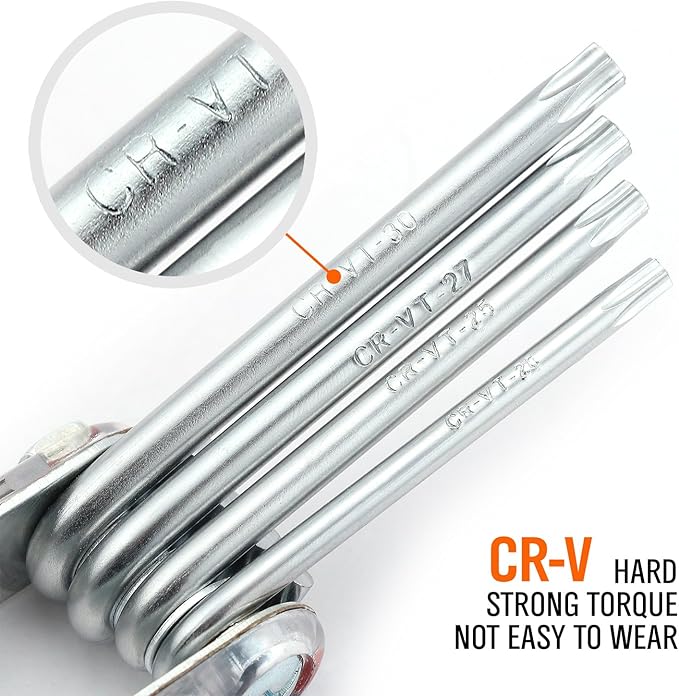 HORUSDY Tamper Proof Star Key Set (Folding) Security Torx Key Set Sizes Include T-6 to T-30