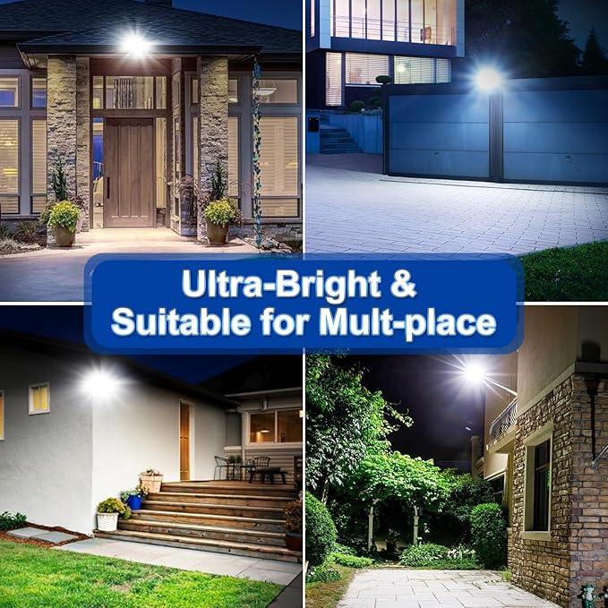 Solar Lights Outdoor,IP66 Waterproof Solar Street Lights with Motion Sensor & Remote,6500K Dusk to Dawn Street Lamps for Parking Lot/Yard/Garden